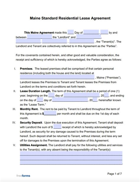 rental agreement form maine|Maine Residential Lease Agreement